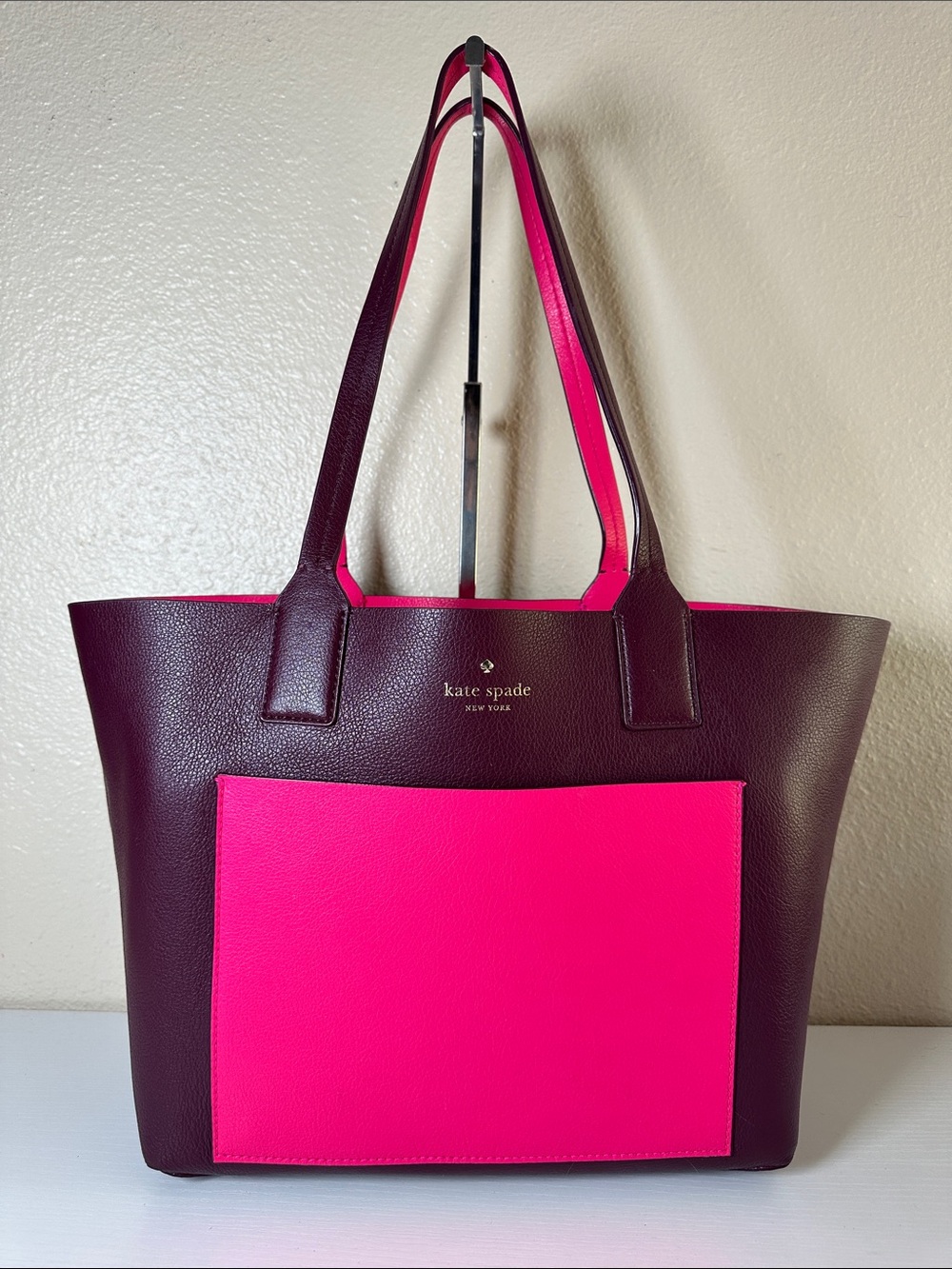 kate spade Two-Tone Pink and Burgundy Reversible Leather Tote
